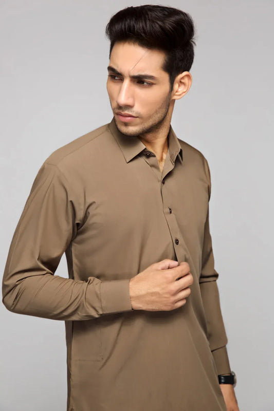 Wash & Wear fabric in camel brown color